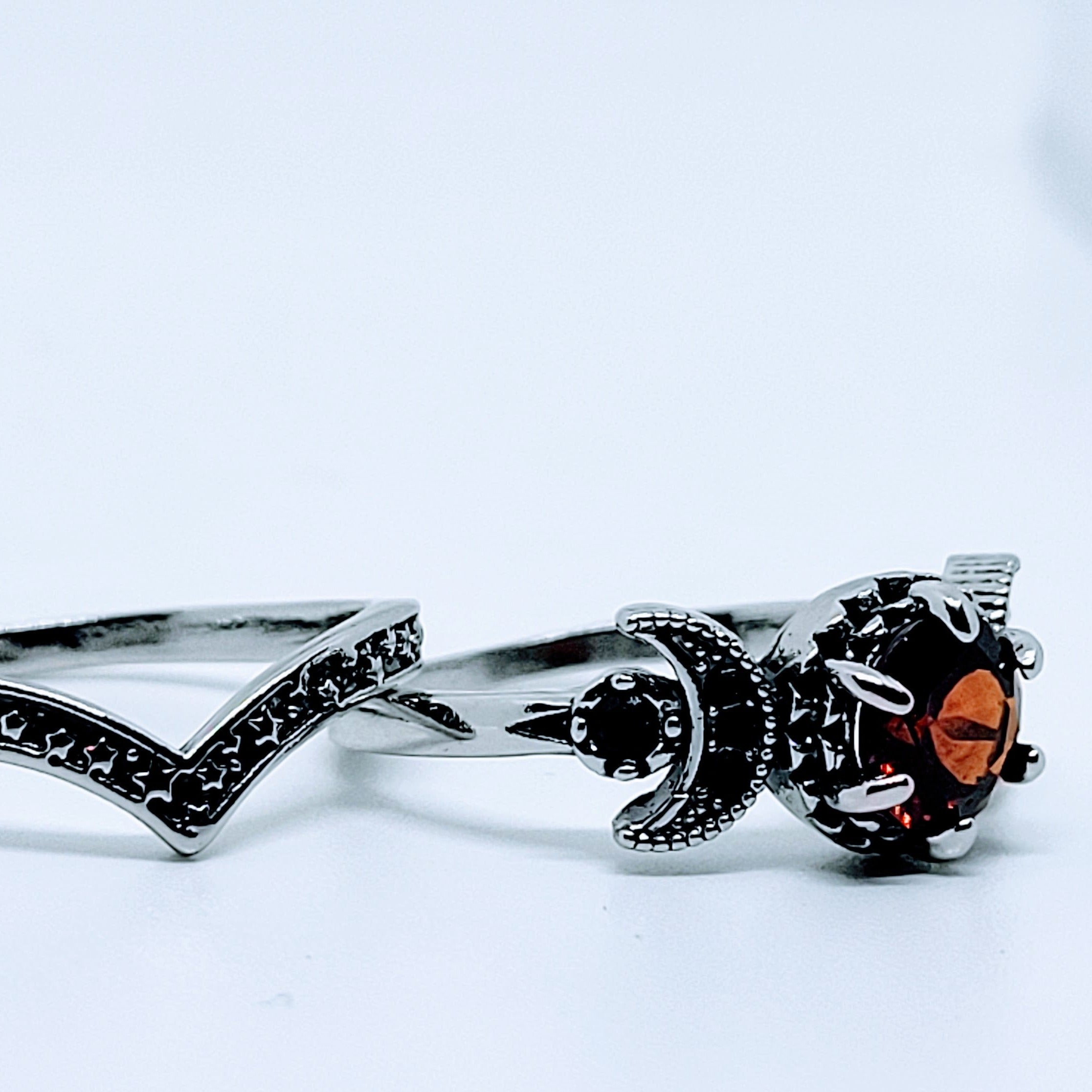 Triple Moon Ring Set