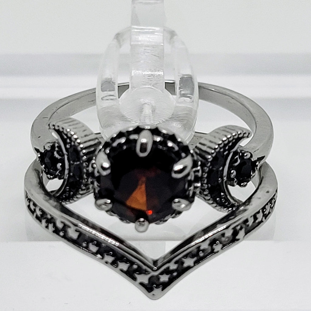 Triple Moon Ring Set