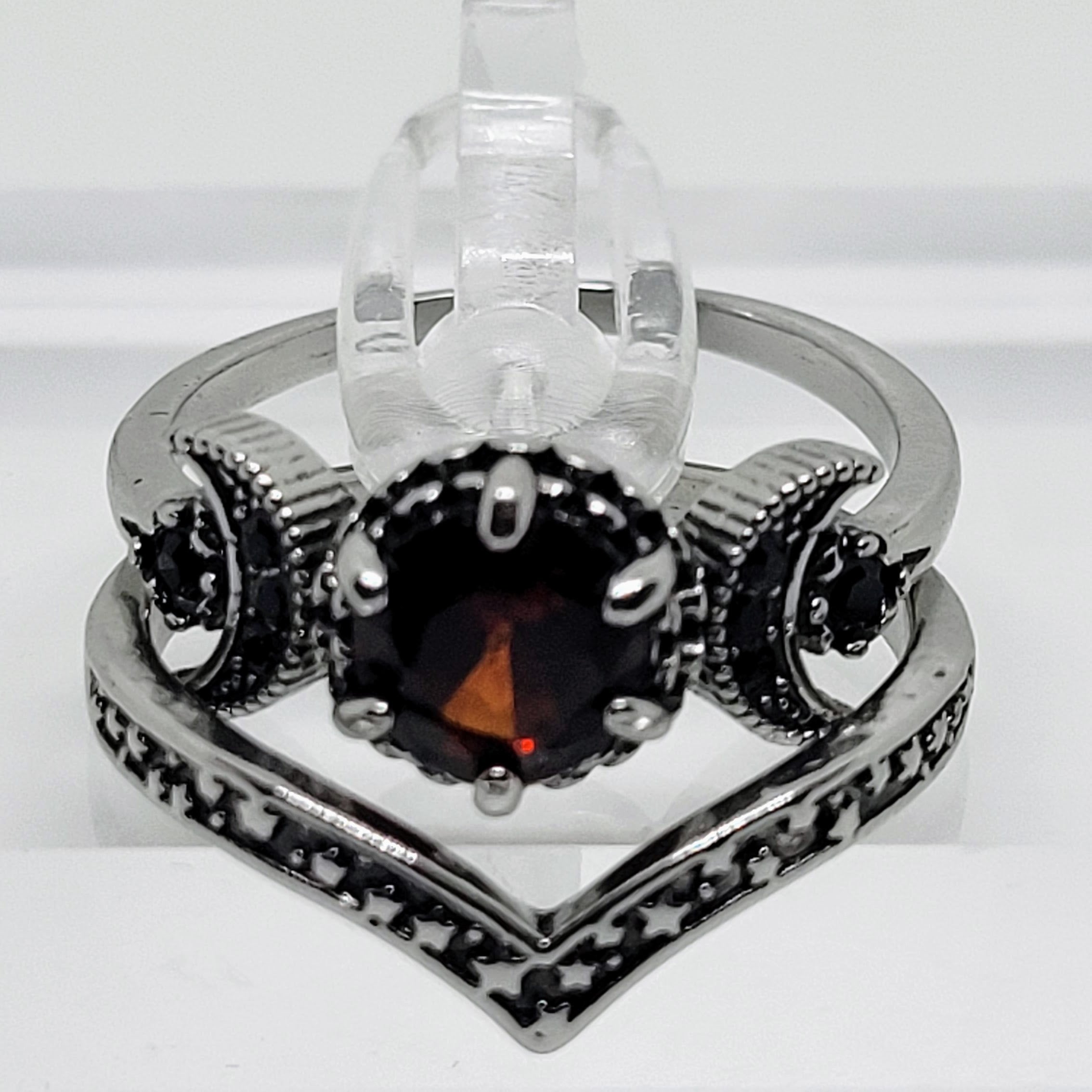 Triple Moon Ring Set