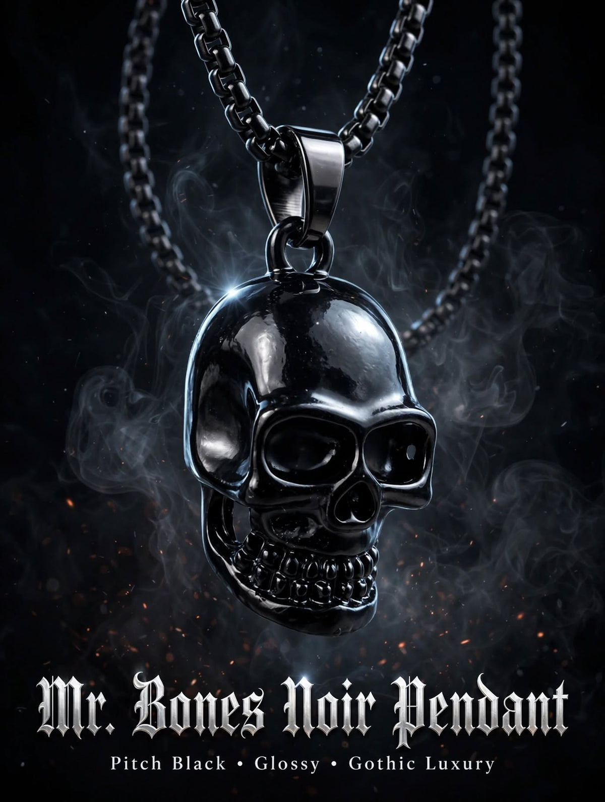 MR BONES BONE NOIR PENDANT