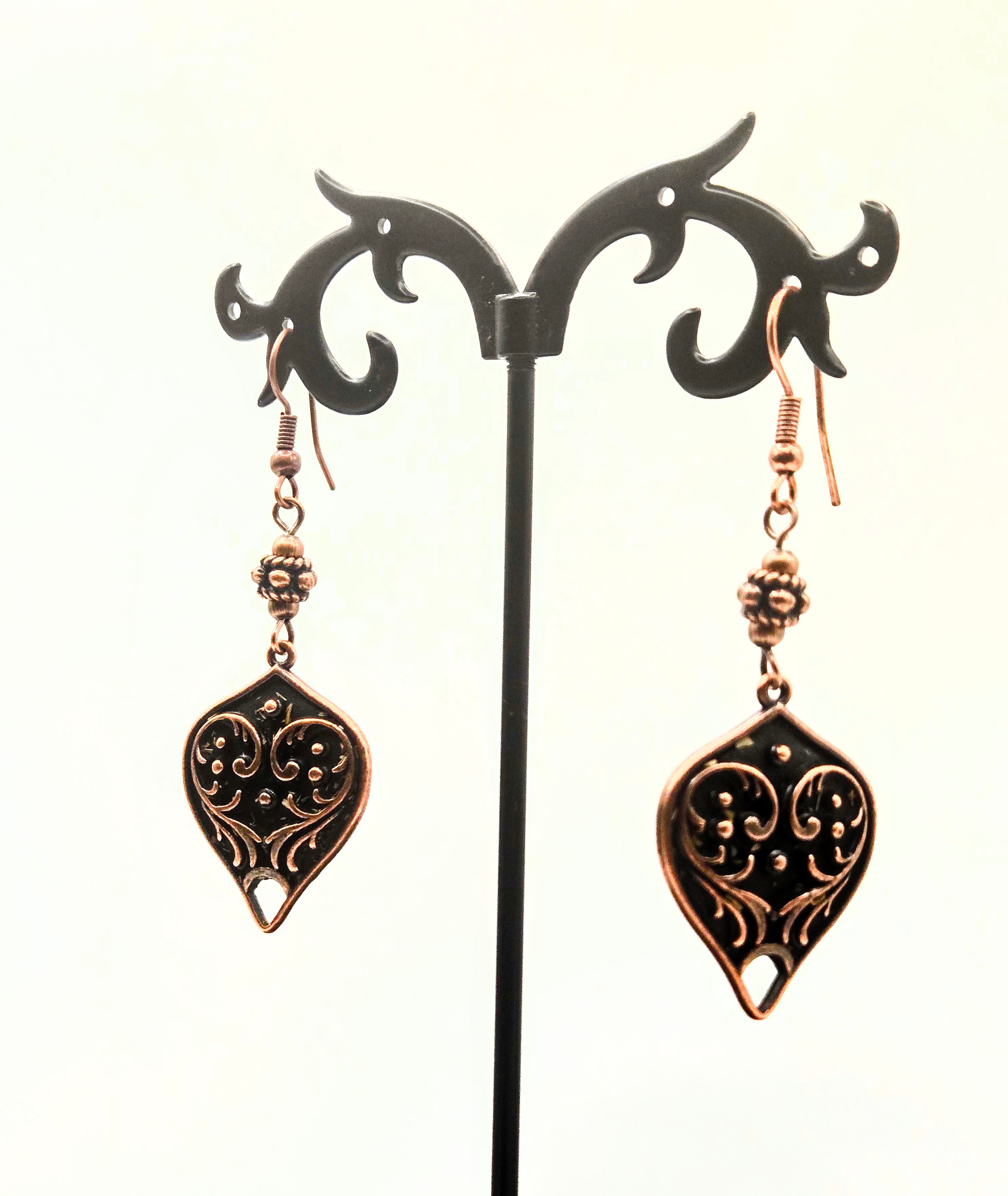 COPPER HEART EARRINGS