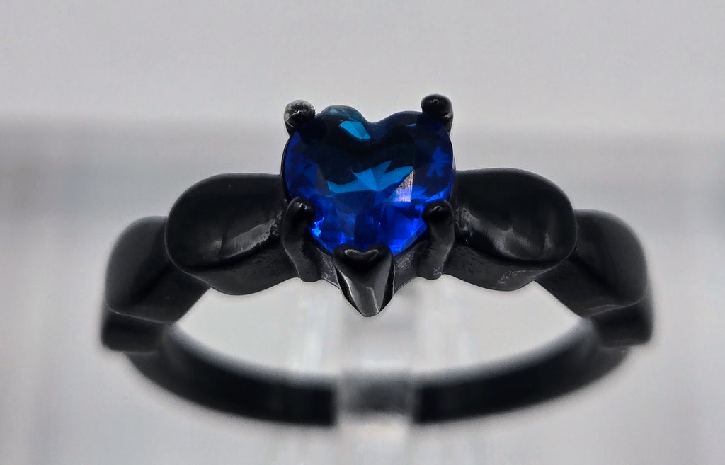 BLUE CRYSTAL HEART RING