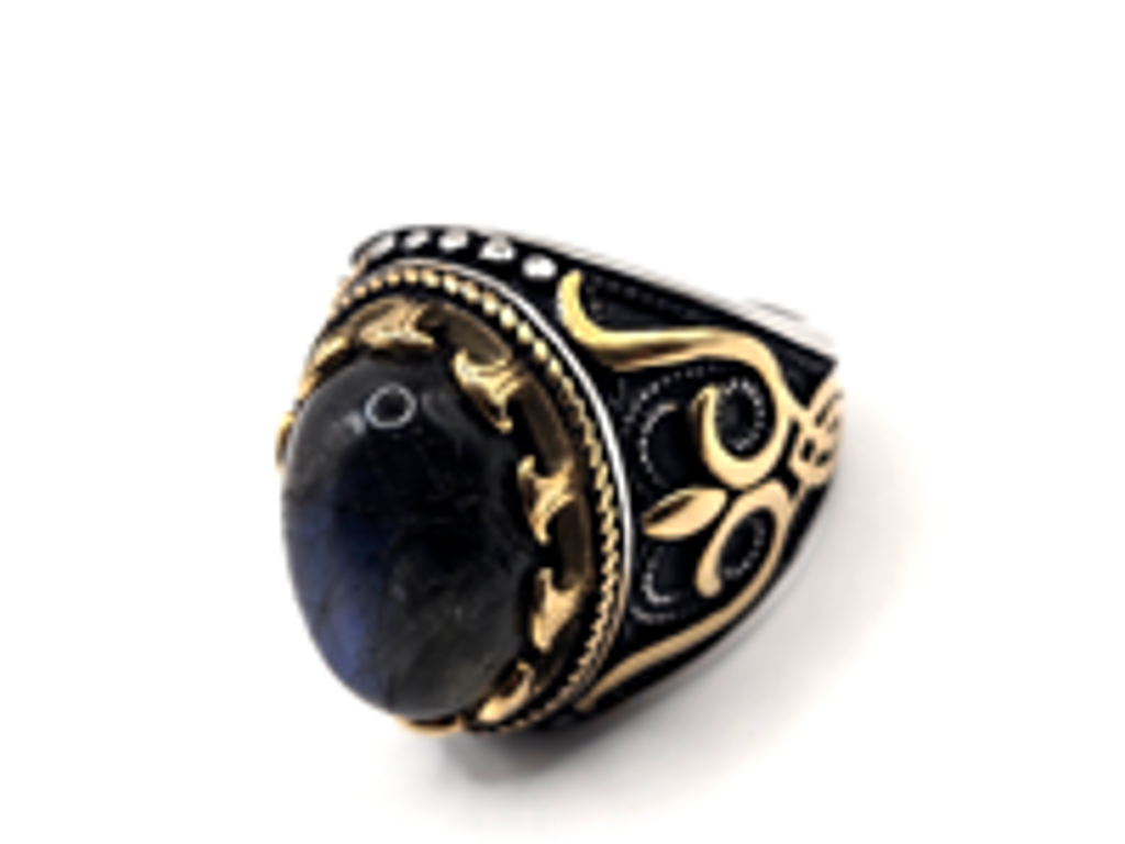 GOLDEN LABRADORITE SIGNET RING