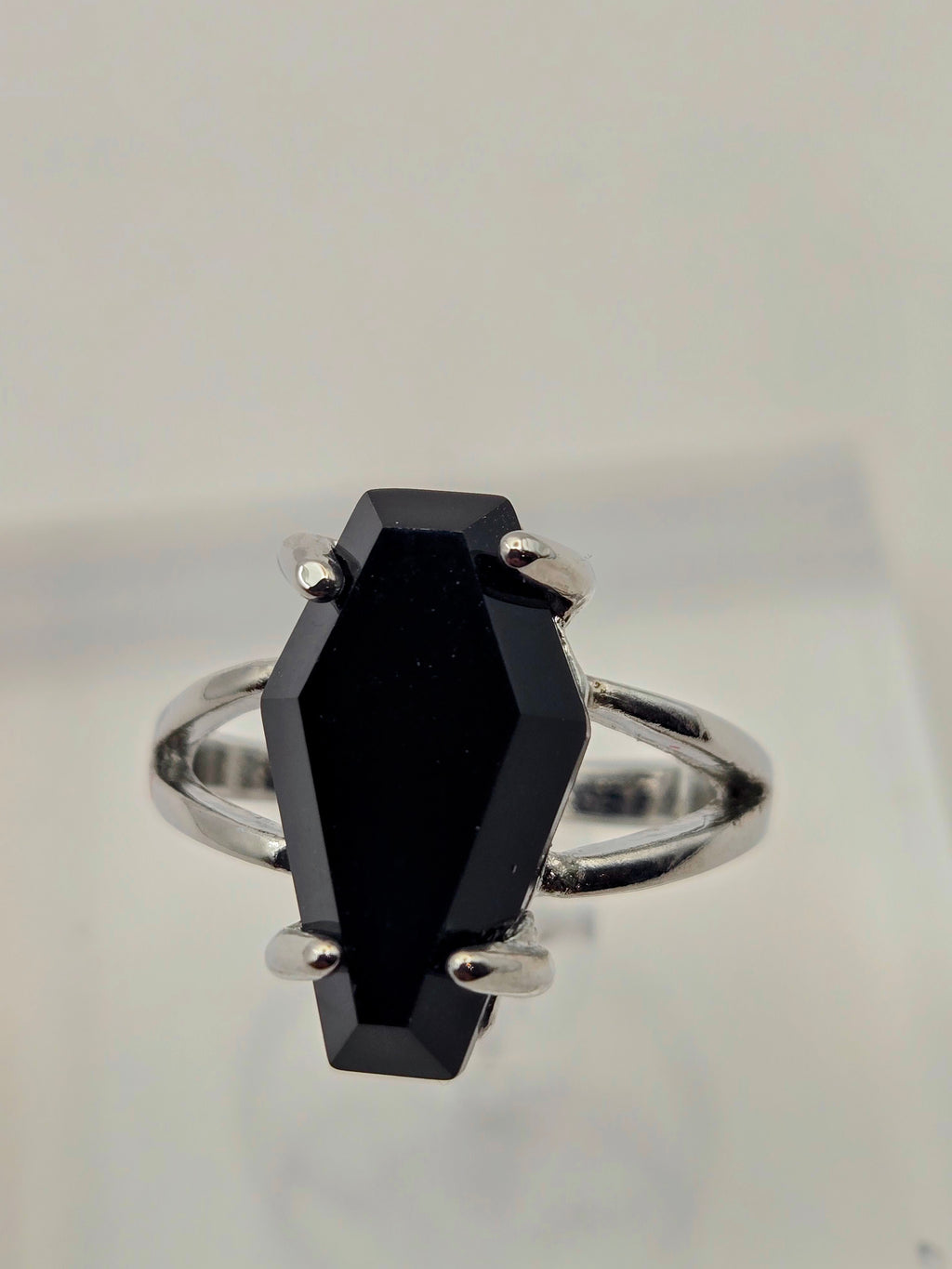 BLACK GEM COFFIN RING