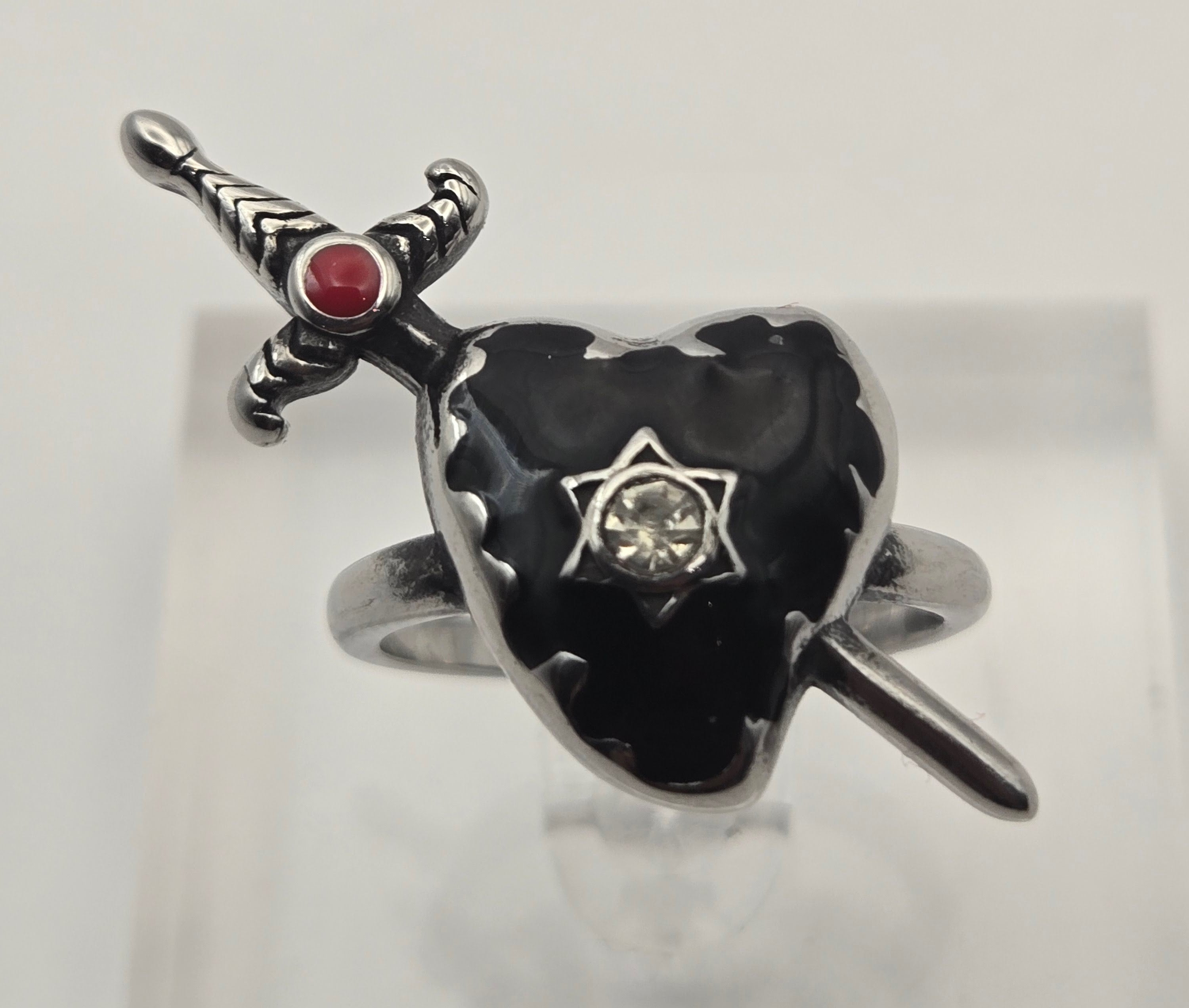 PIERCED BLACK HEART RING