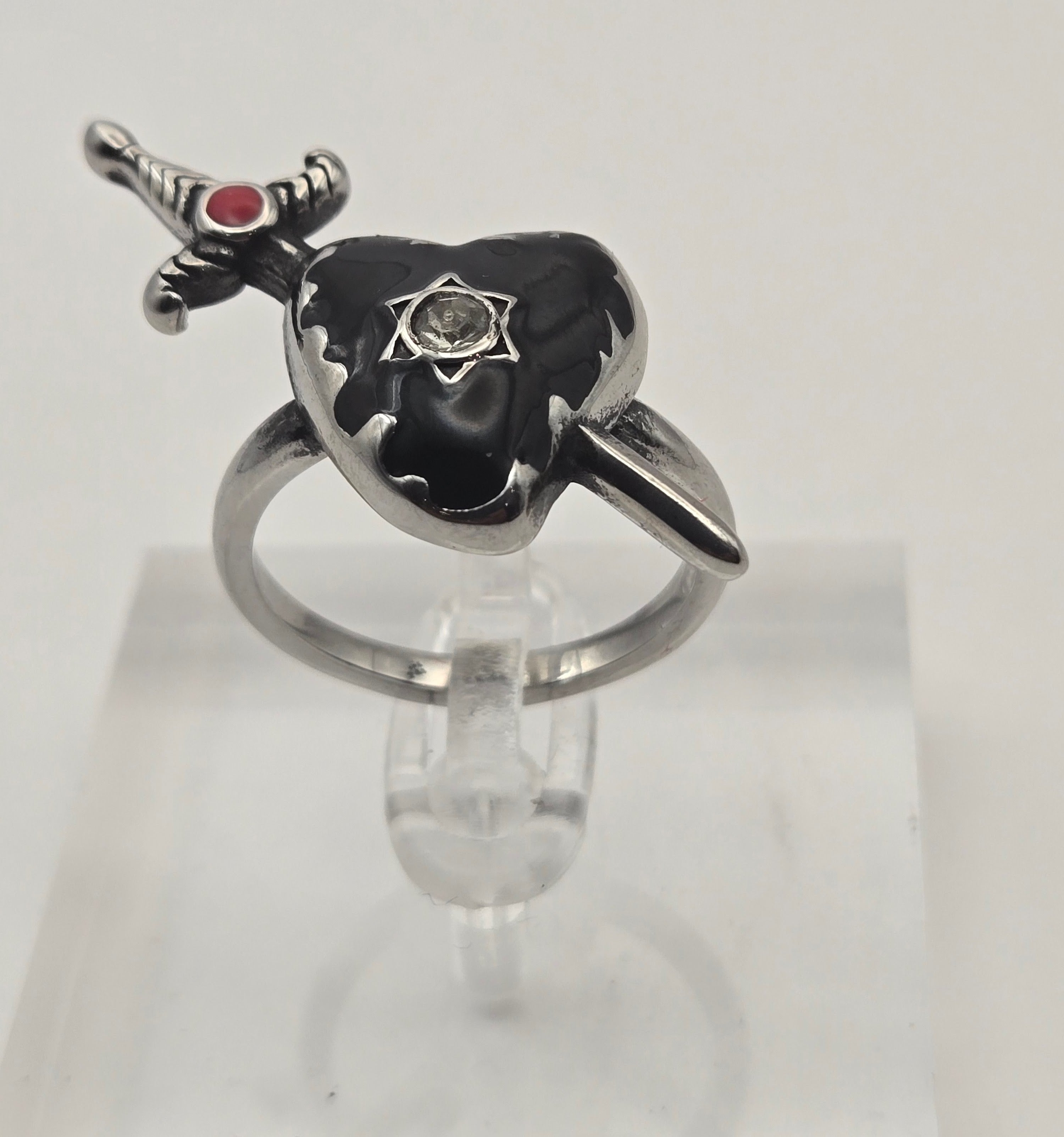 PIERCED BLACK HEART RING