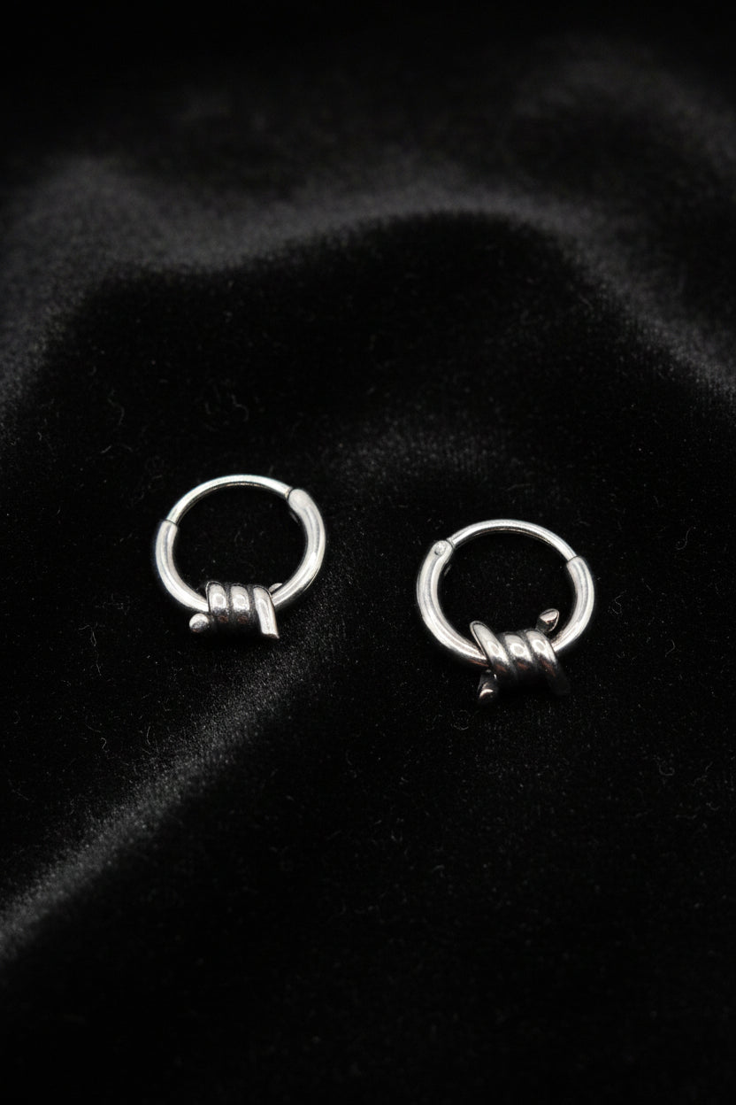 BARB WIRE HUGGIE EARRINGS