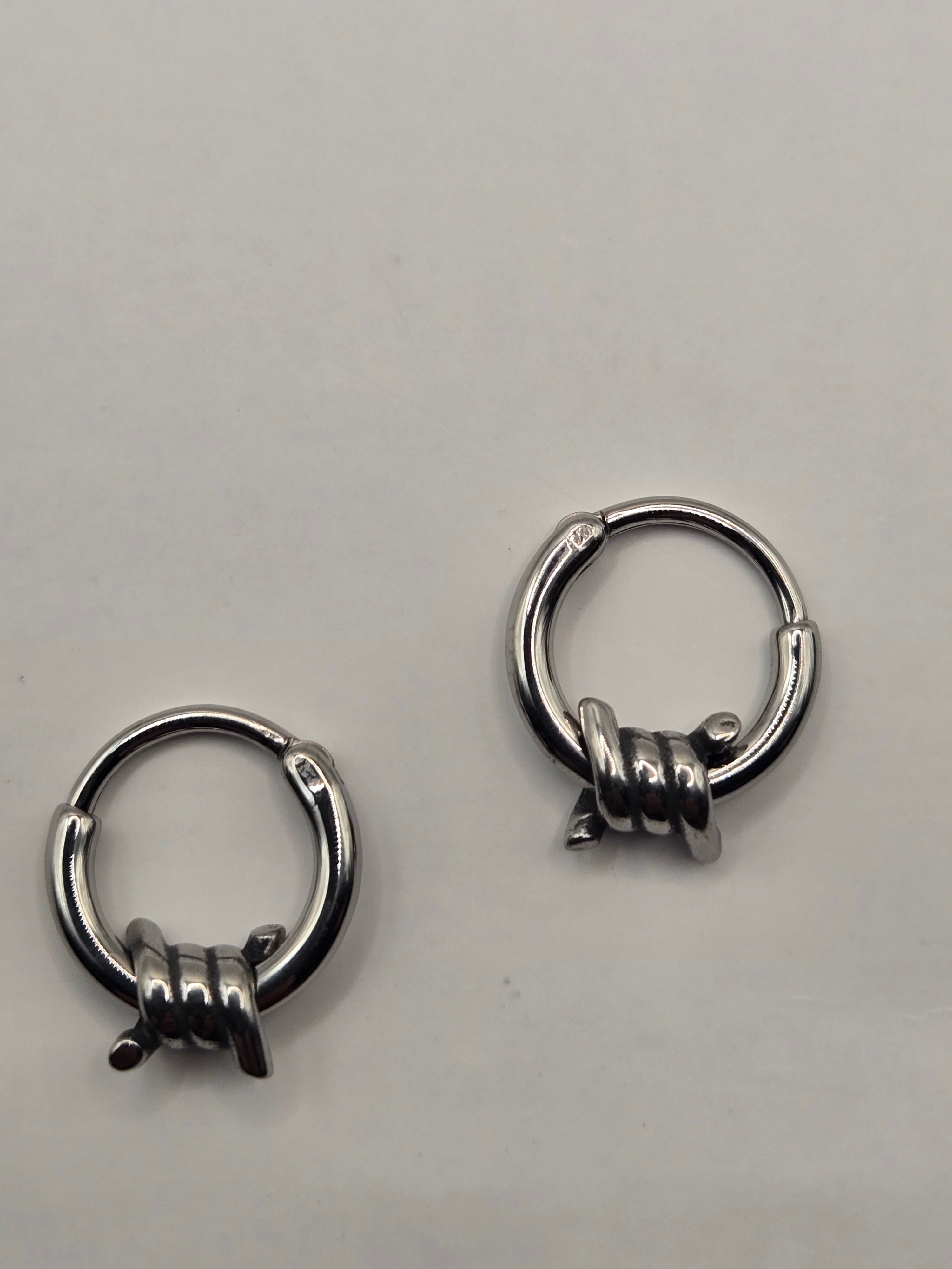 BARB WIRE HUGGIE EARRINGS
