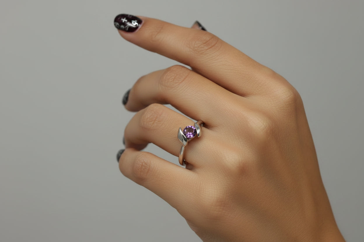 LADIES GEM RING  ROSE SZ 5
