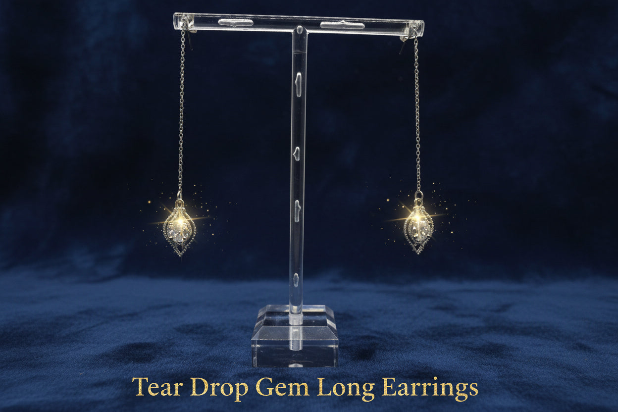 TEARDROP LONG DANGLE EARRINGS