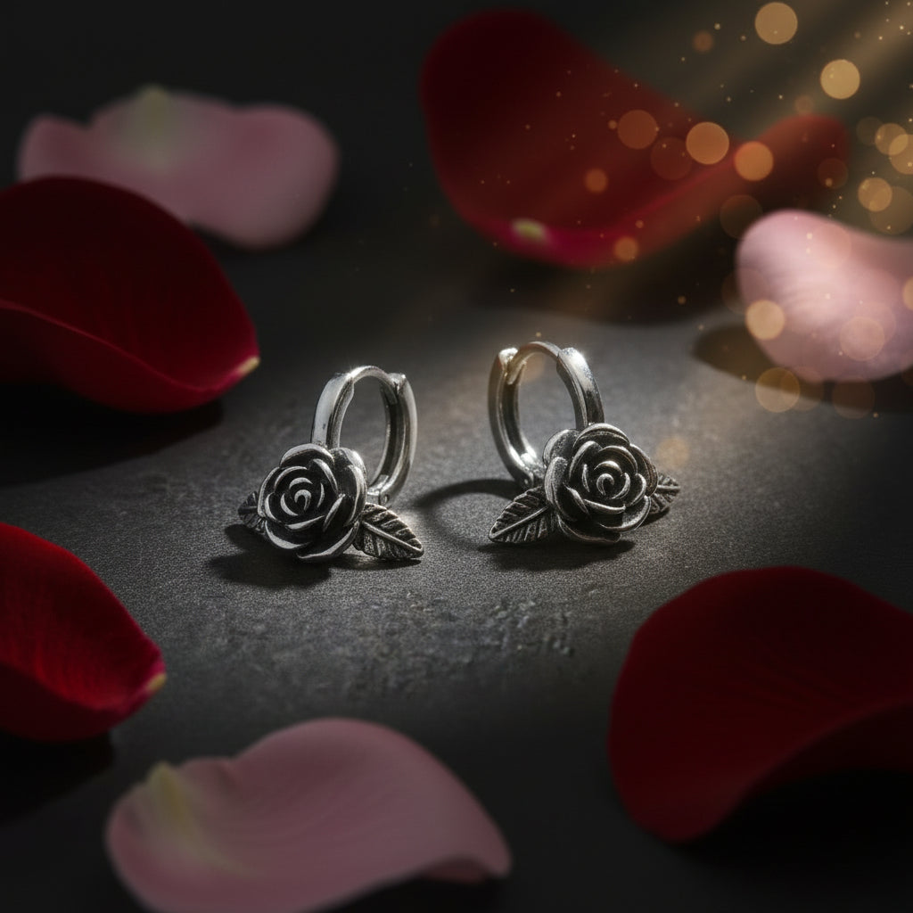 ROSE HOOP EARRINGS 1PC