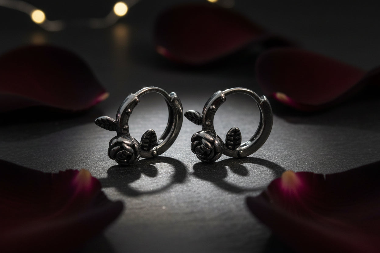 ROSE HOOP EARRINGS 1PC