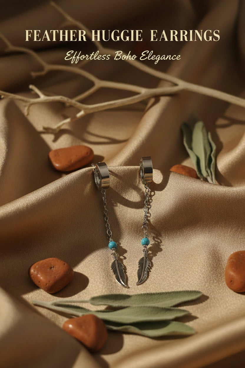 FEATHER HUGGIE EARRINGS