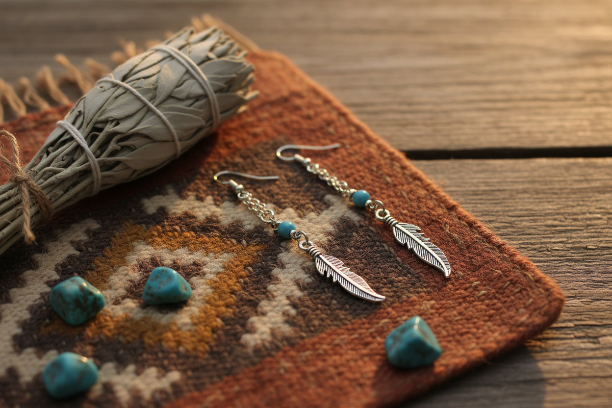 FEATHER HUGGIE EARRINGS