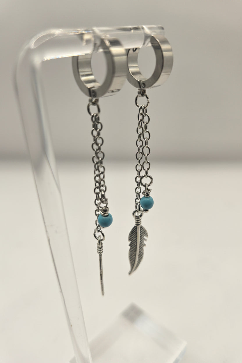 FEATHER HUGGIE EARRINGS