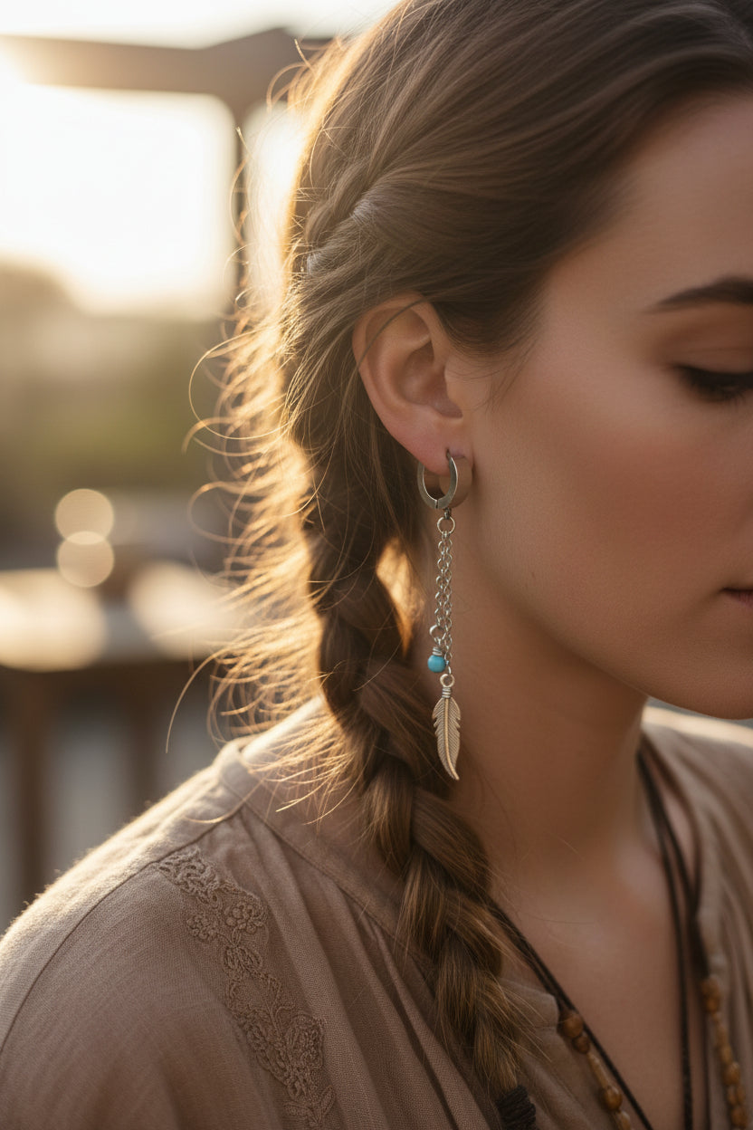 FEATHER HUGGIE EARRINGS