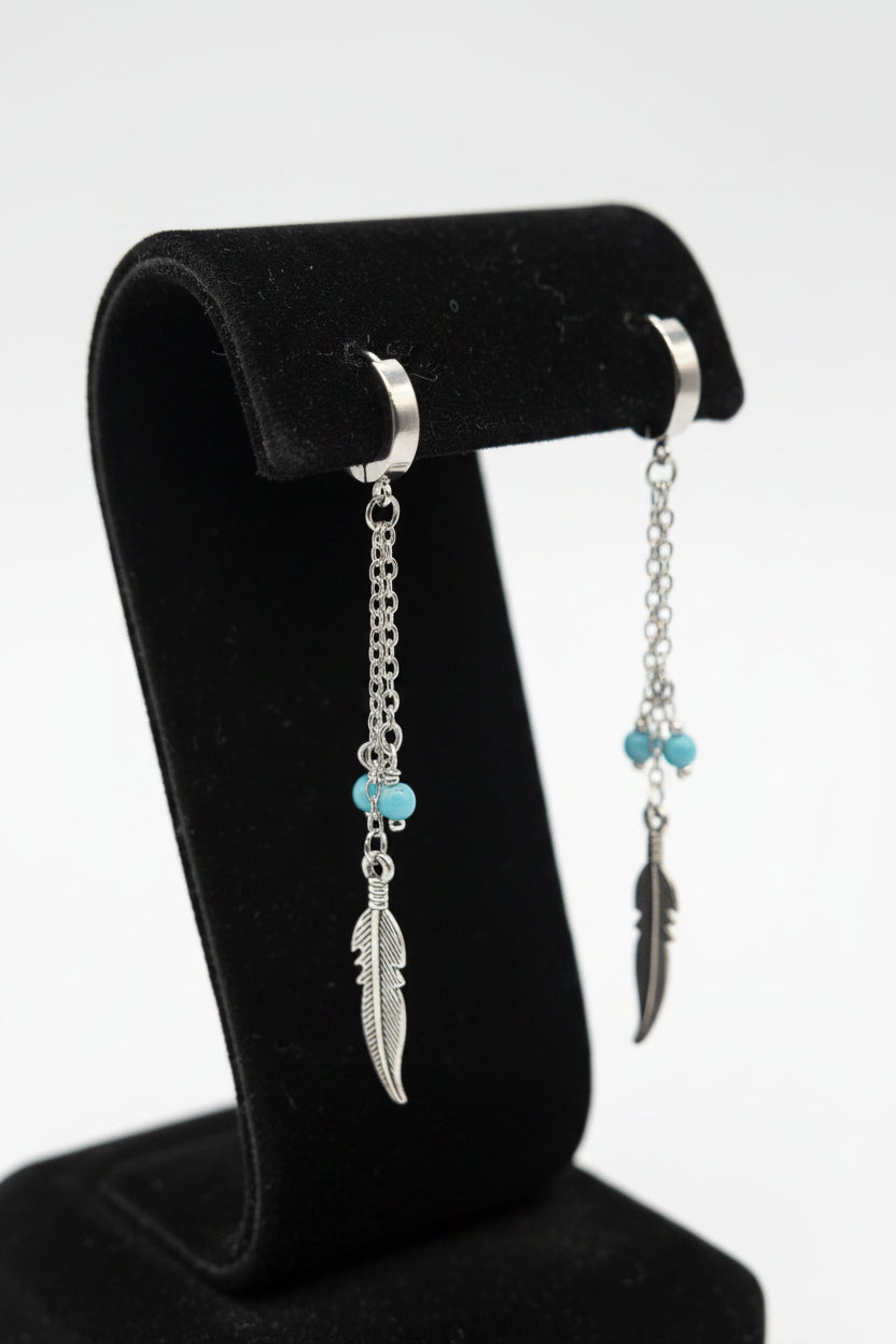 FEATHER HUGGIE EARRINGS