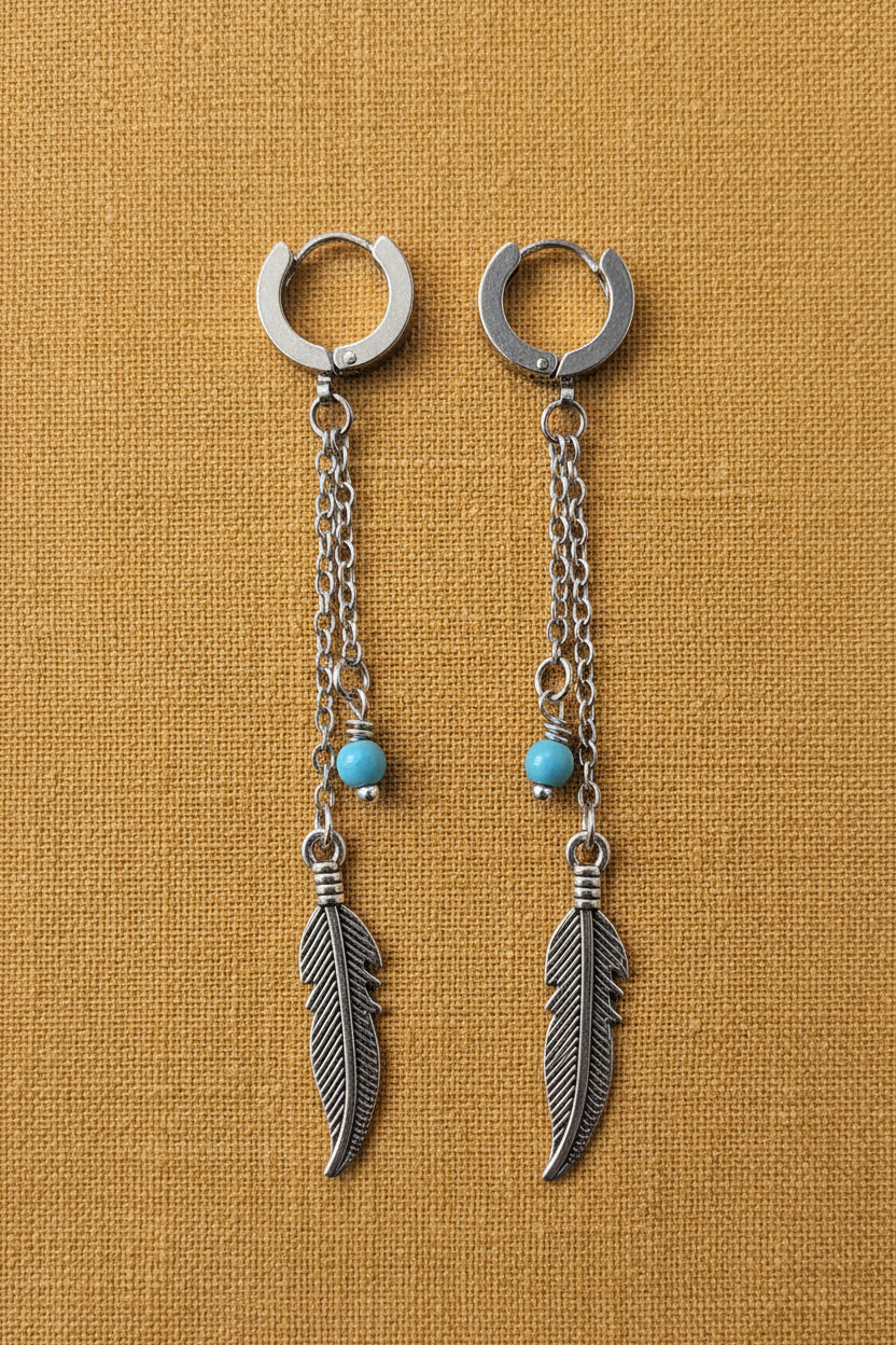 FEATHER HUGGIE EARRINGS