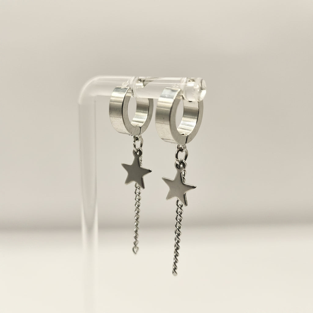 STAR TASSEL HUGGIE EARRINGS
