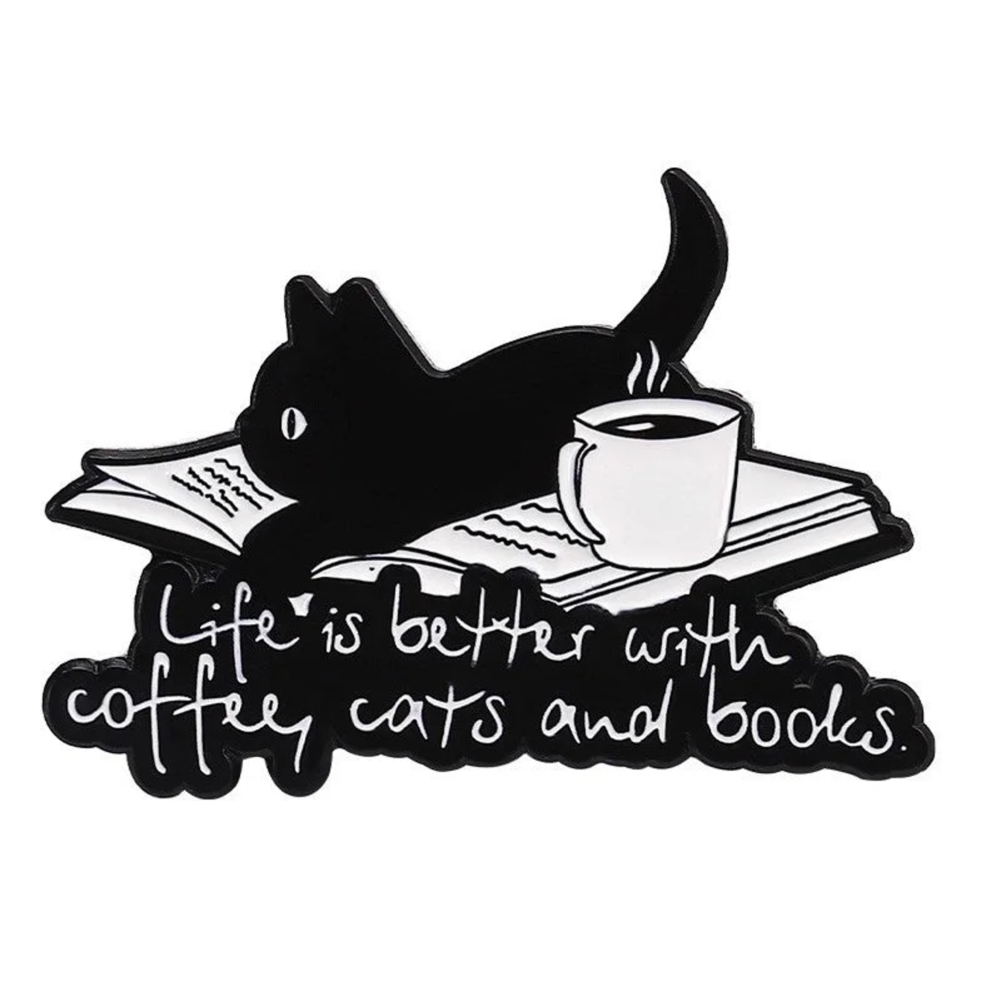 COFFEE CATS & BOOKS PIN