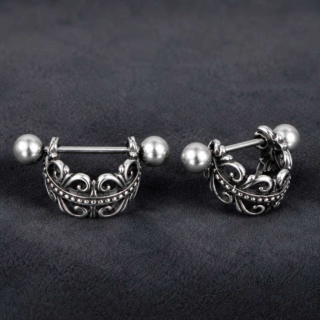 FILIGREE BARBELL EARRING
