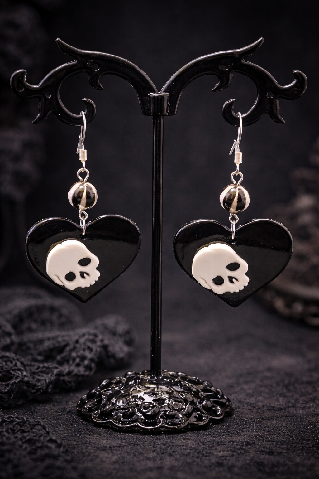 MR BONES LOVE HEARTS EARRINGS