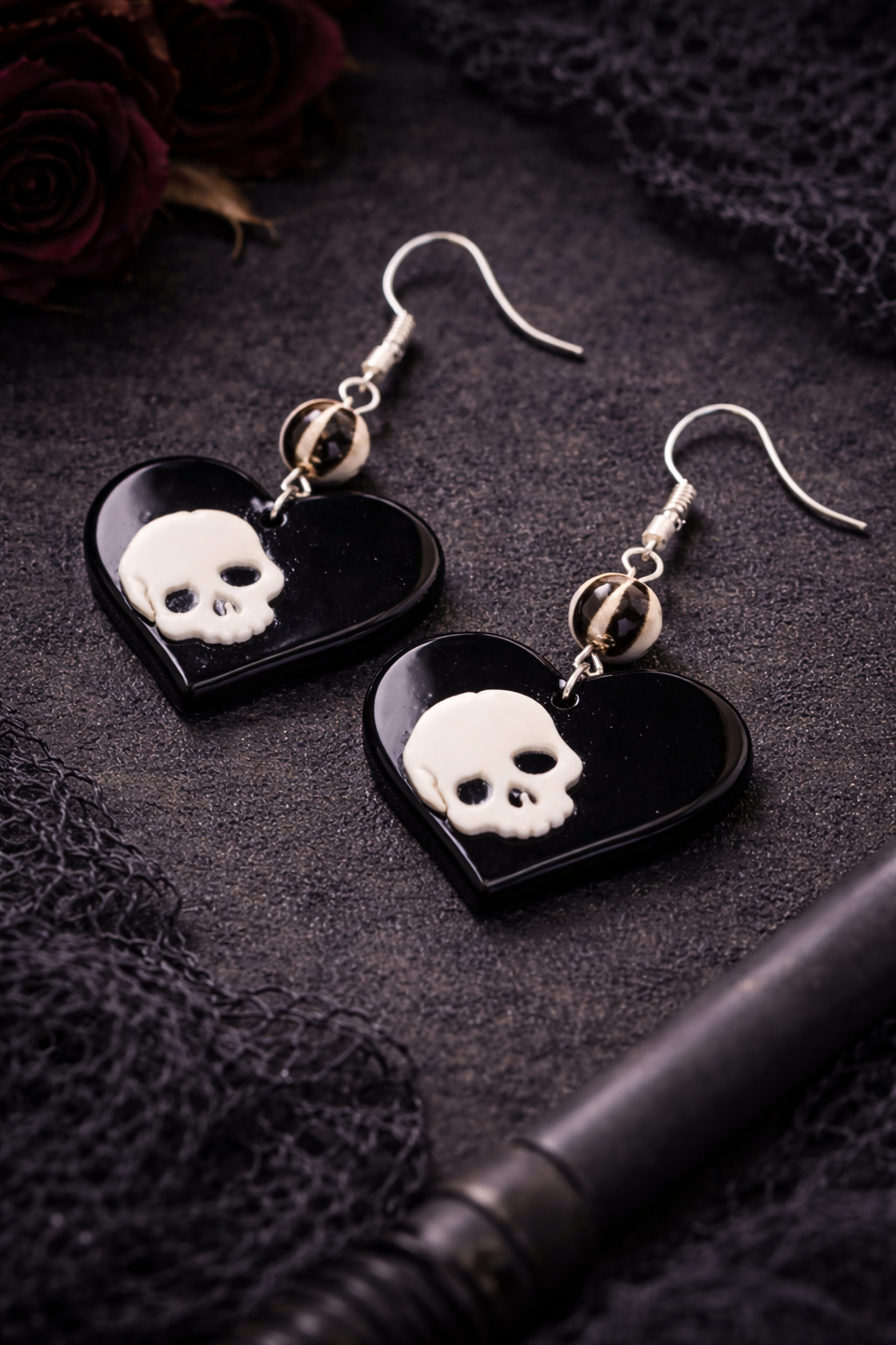 MR BONES LOVE HEARTS EARRINGS