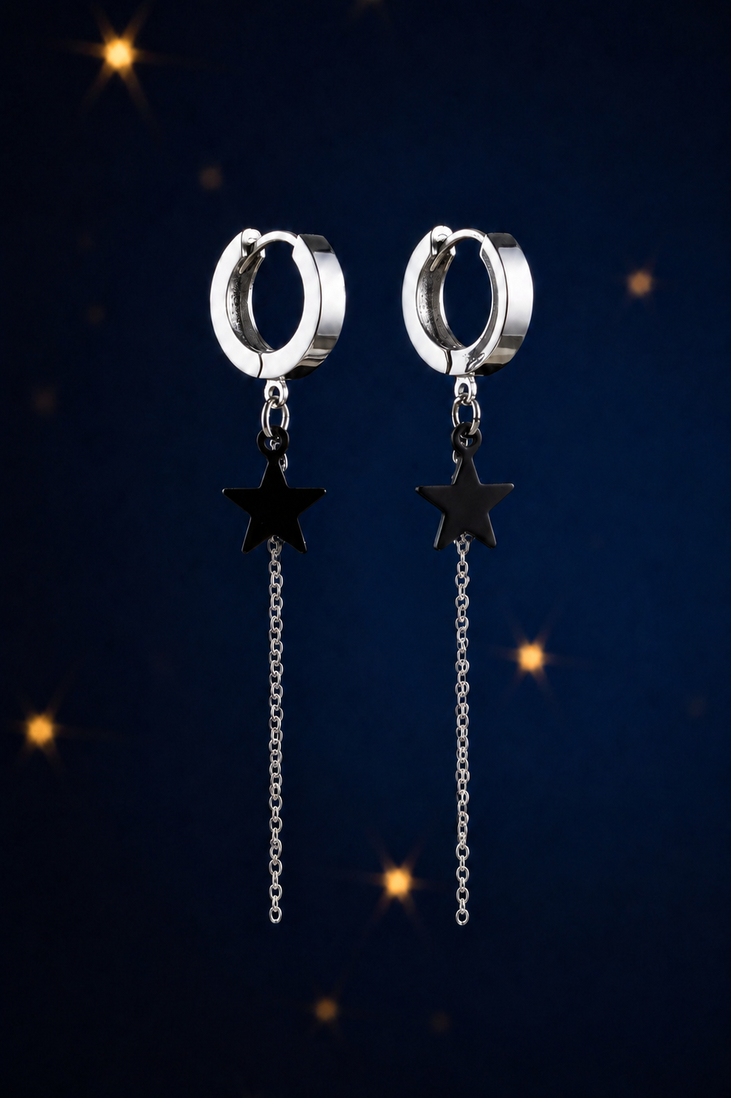 STAR TASSEL HUGGIE EARRINGS