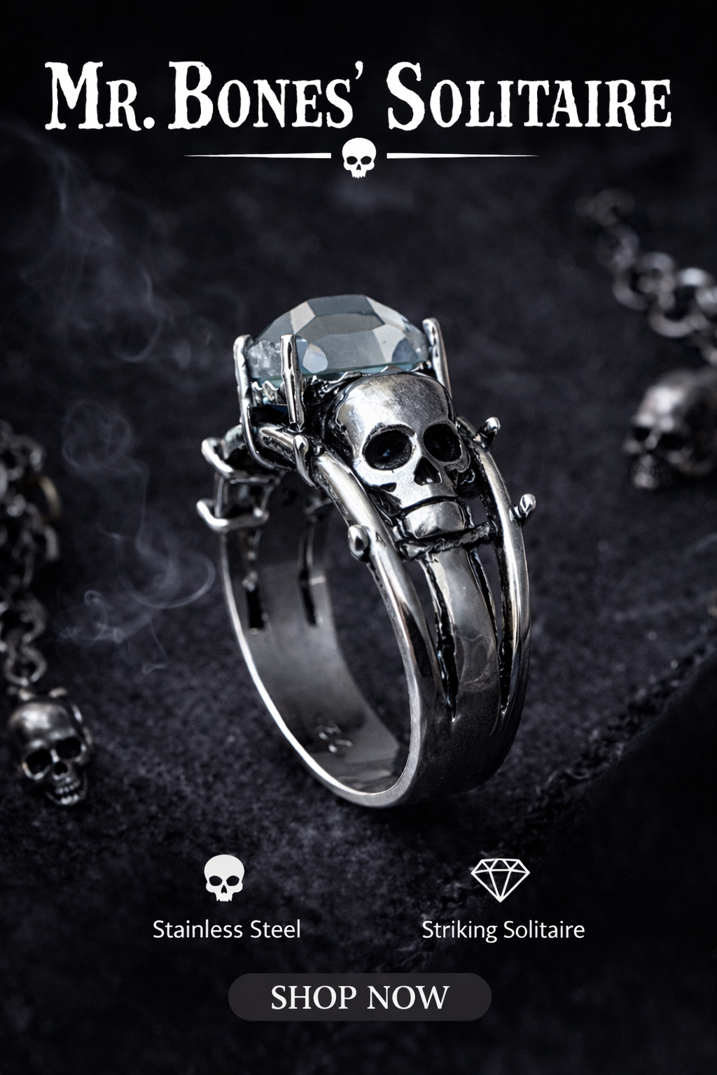 MR. BONES' SOLITAIRE RING SZ 8