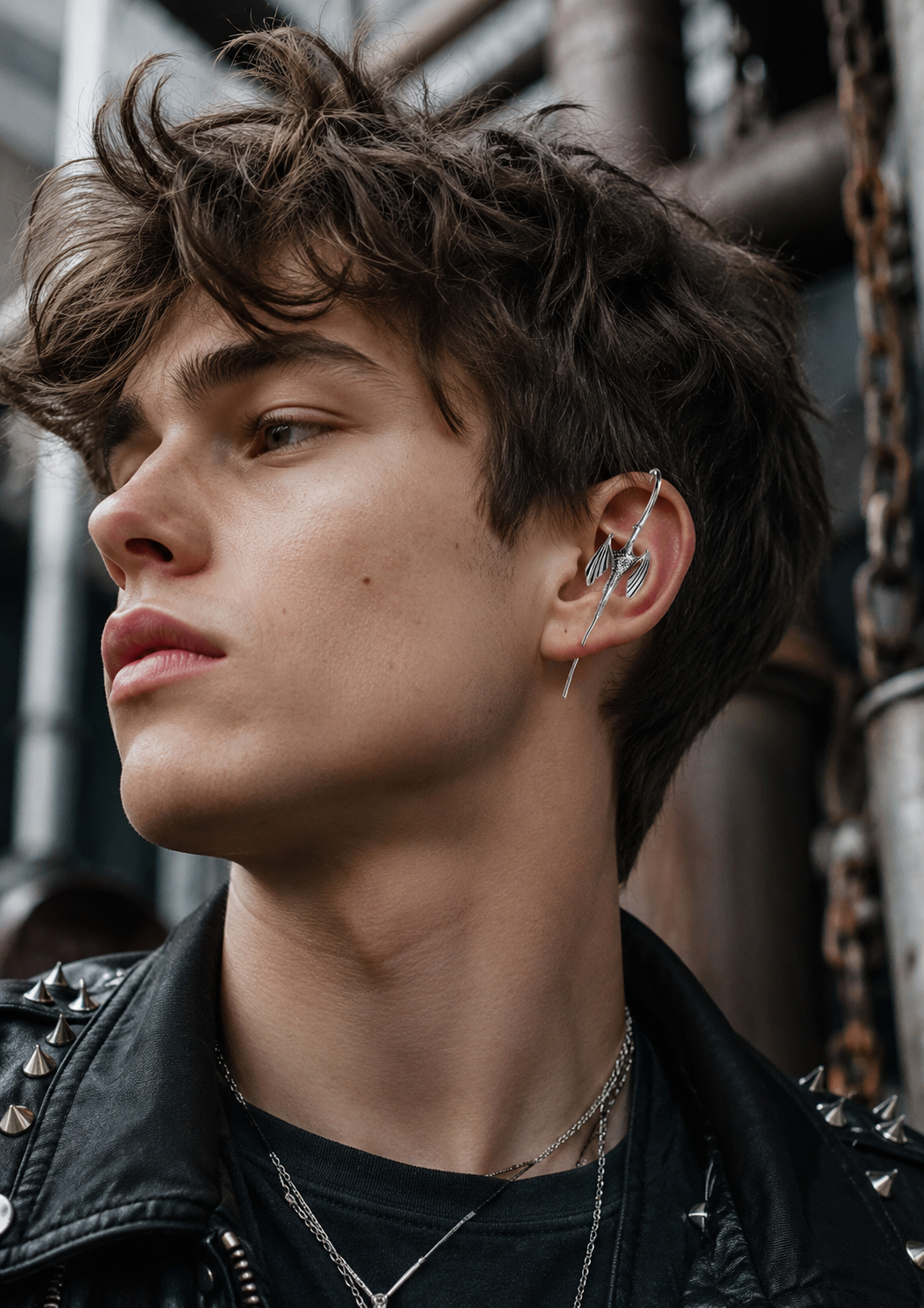 DRAGON WING INDUSTRIAL EARRING