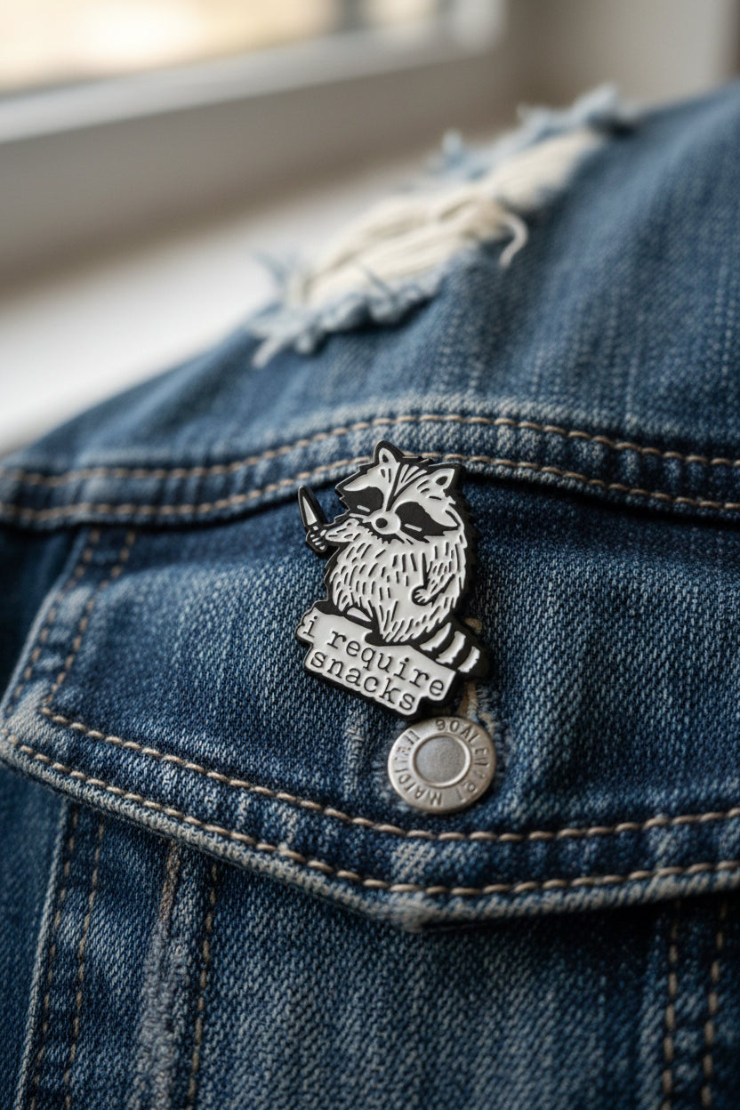 I REQUIRE SNACKS LAPEL PIN