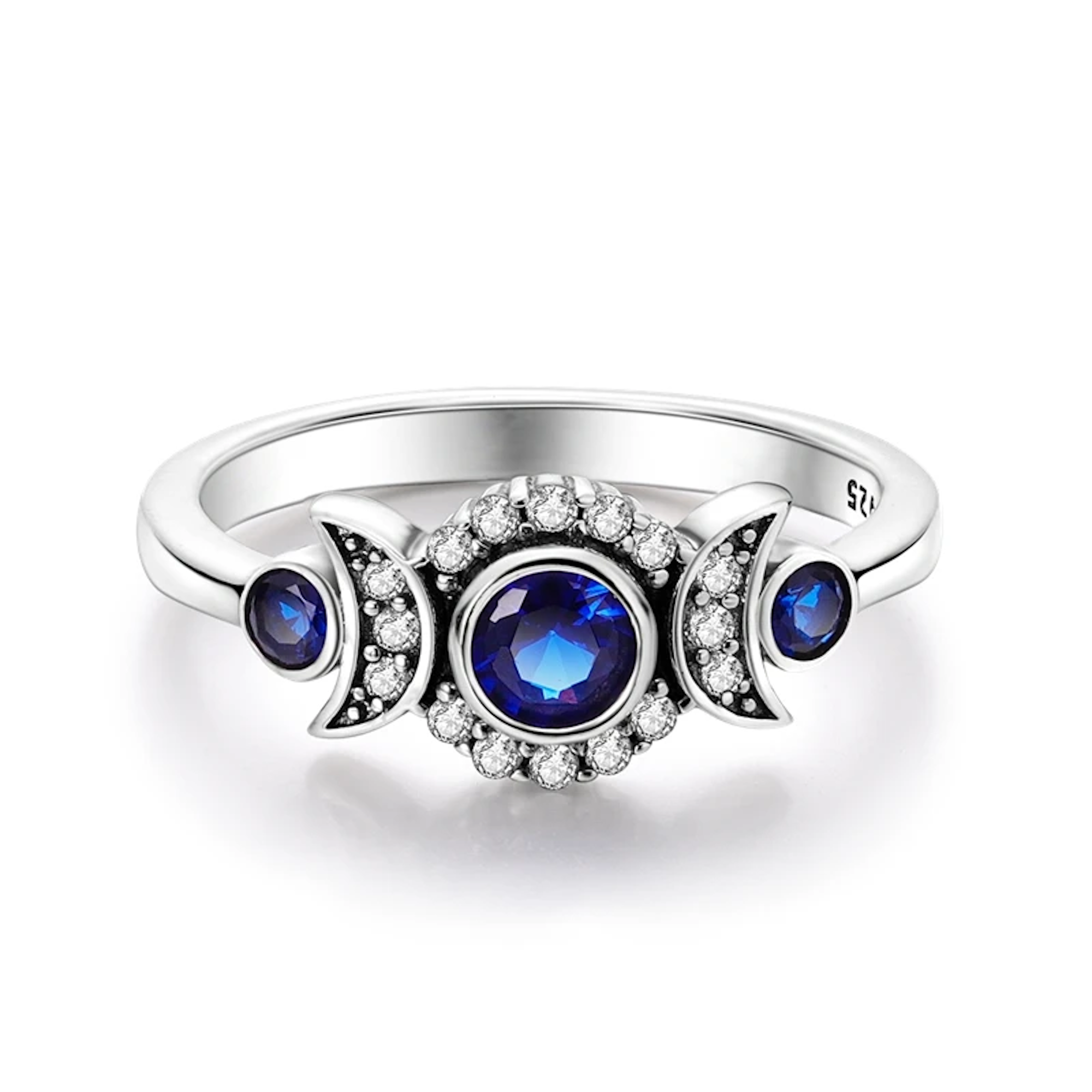 TRIPLE MOON BLUE GEM RING S925