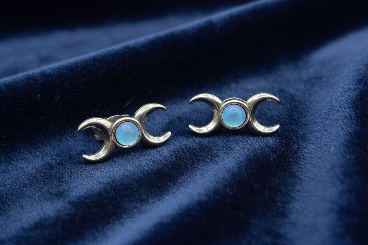 TRIPLE MOON STUD EARRING COLLECTION
