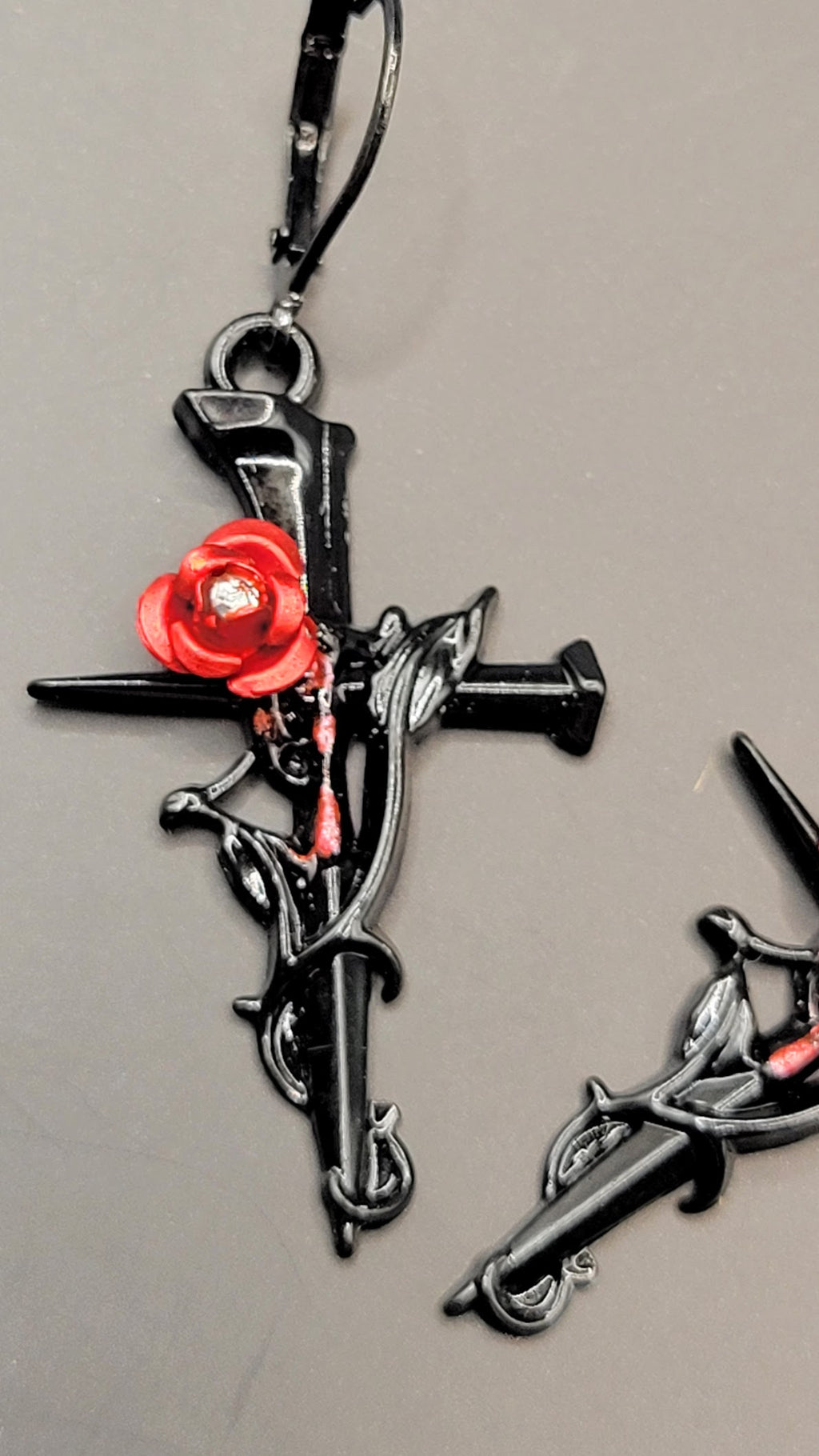 ROSE & CROSS DANGLE EARRINGS