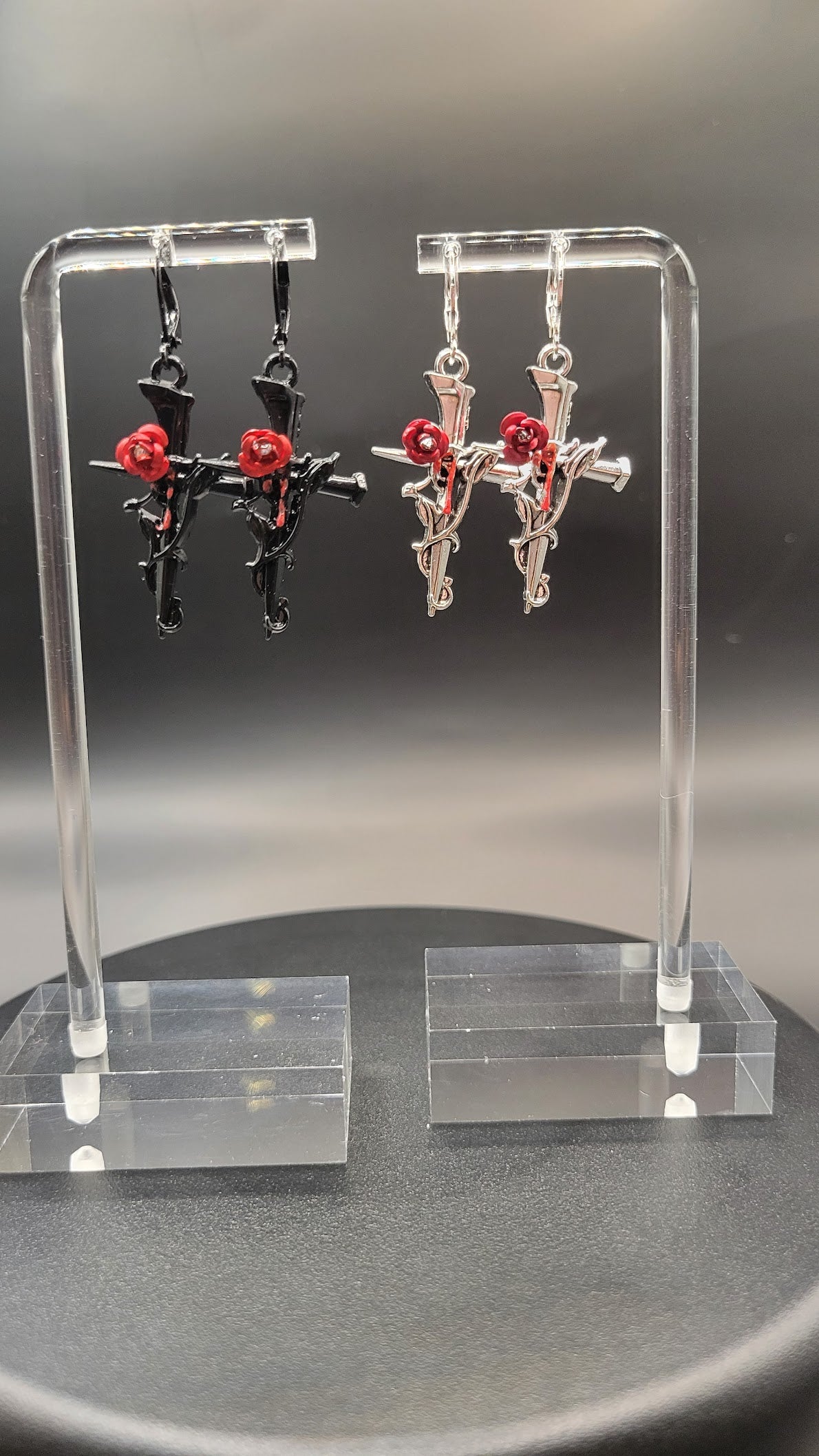 ROSE & CROSS DANGLE EARRINGS
