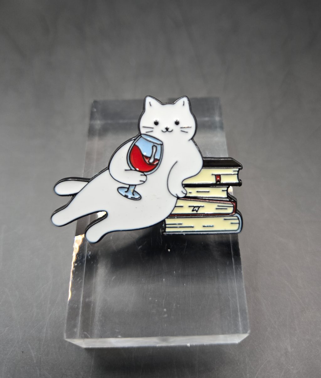 Cats, Wine, & Books Pin