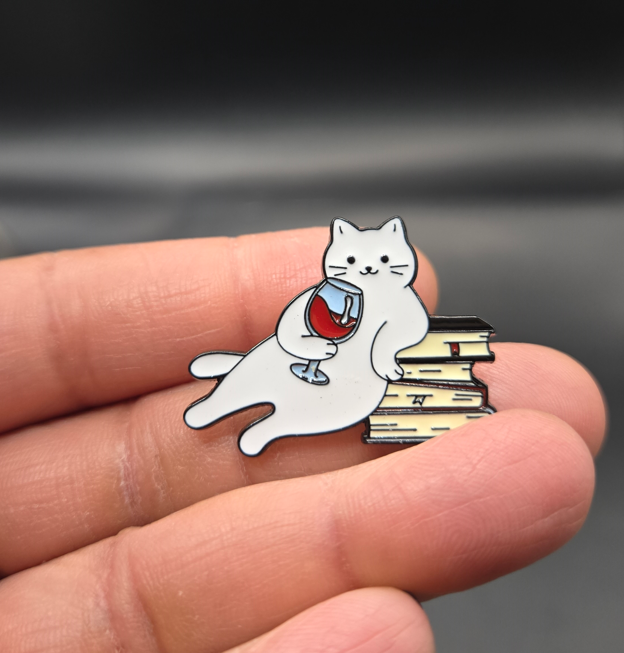 Cats, Wine, & Books Pin