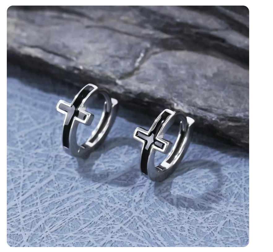 CROSS HOOP EARRINGS