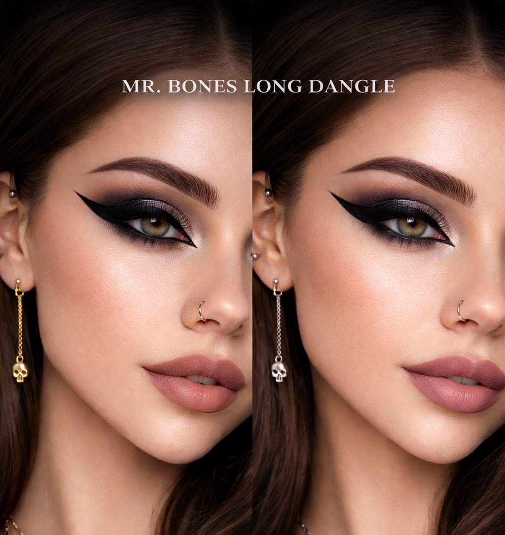 MR BONES LONG DANGLE EARRING