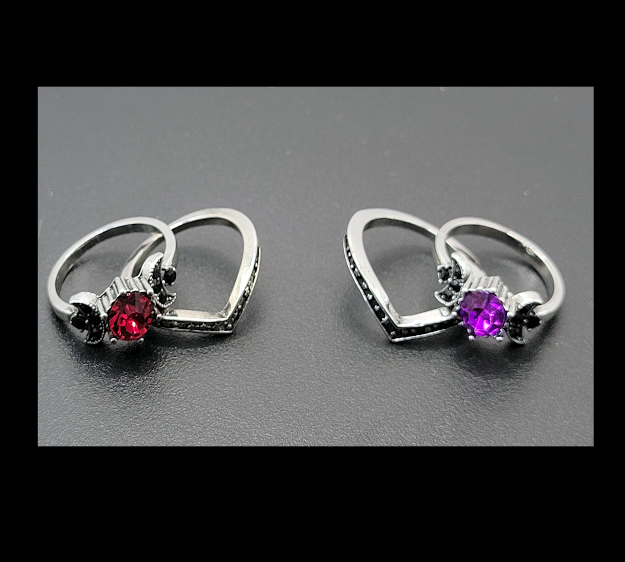 Triple Moon Ring Set