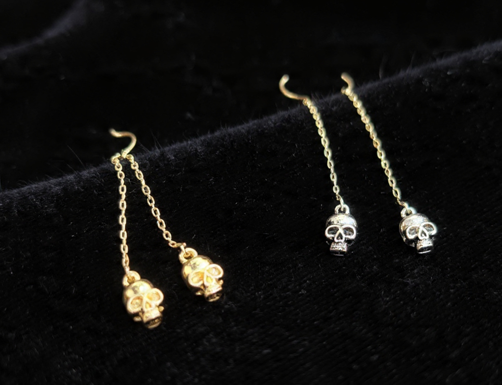 MR BONES LONG DANGLE EARRING