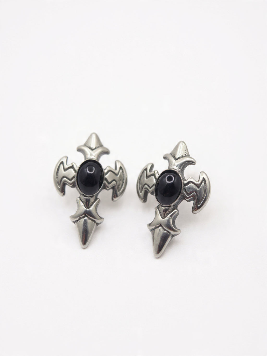 SPIKED CROSS STUD EARRINGS