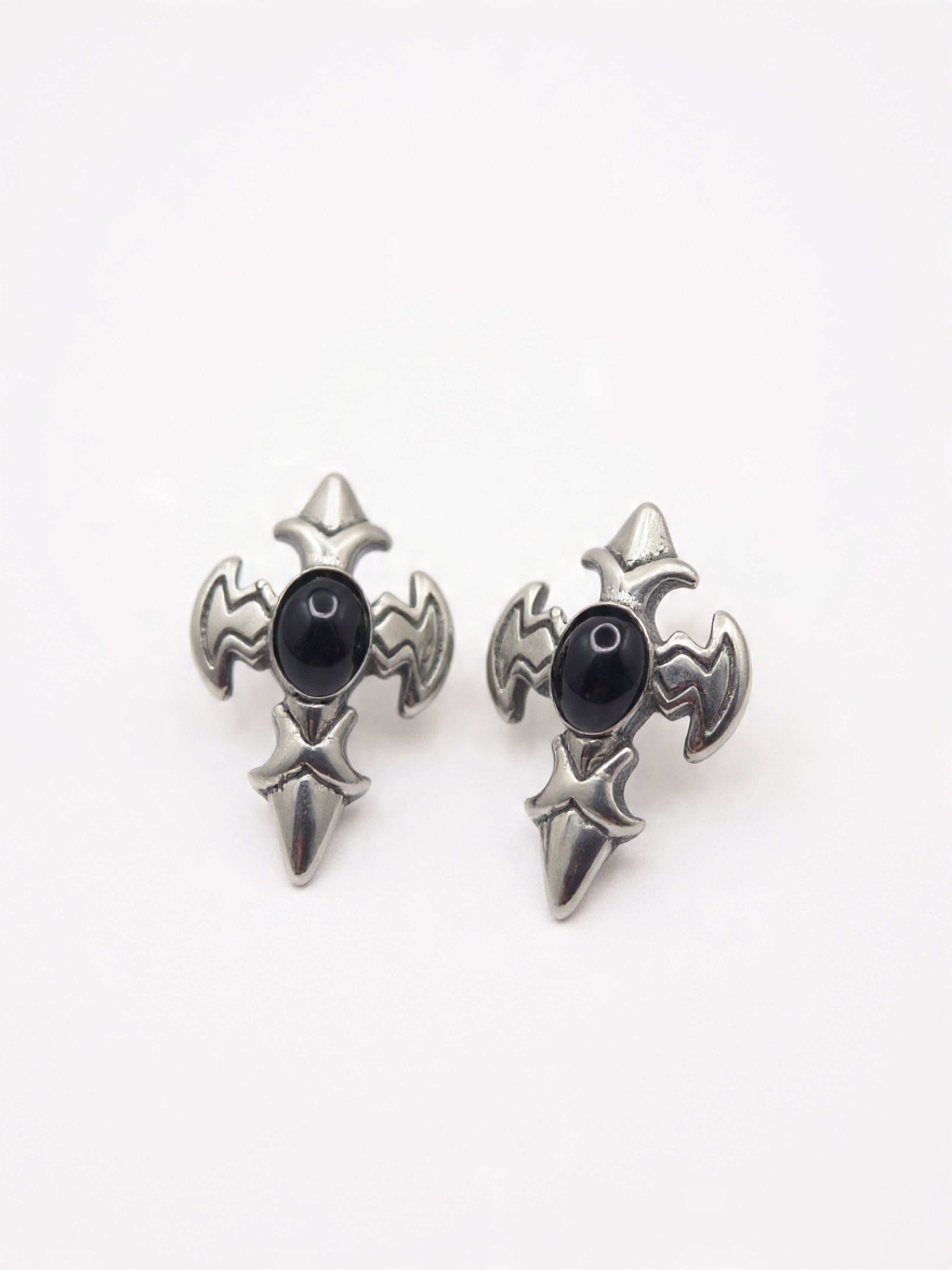 SPIKED CROSS STUD EARRINGS