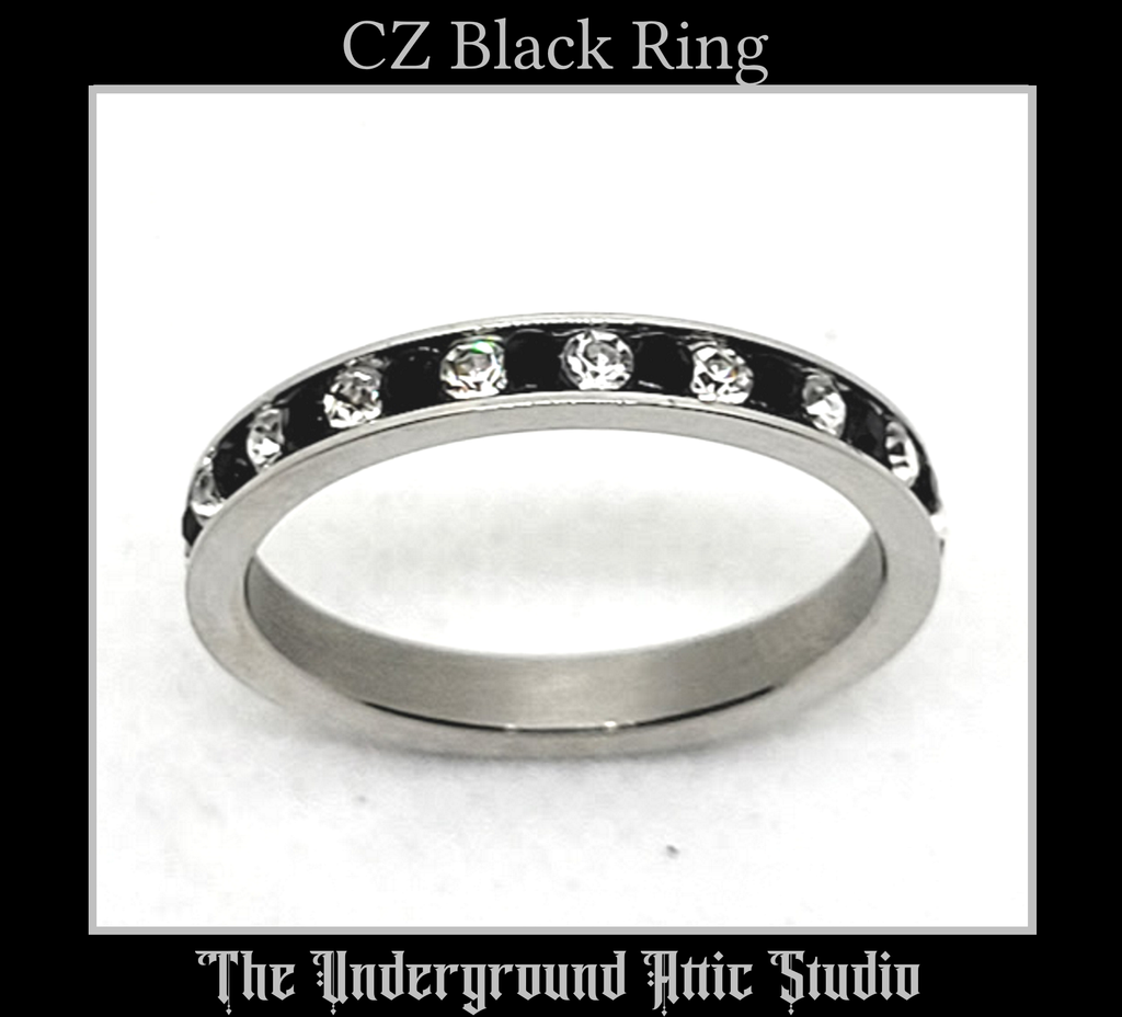 CZ BLACK BANDED RING