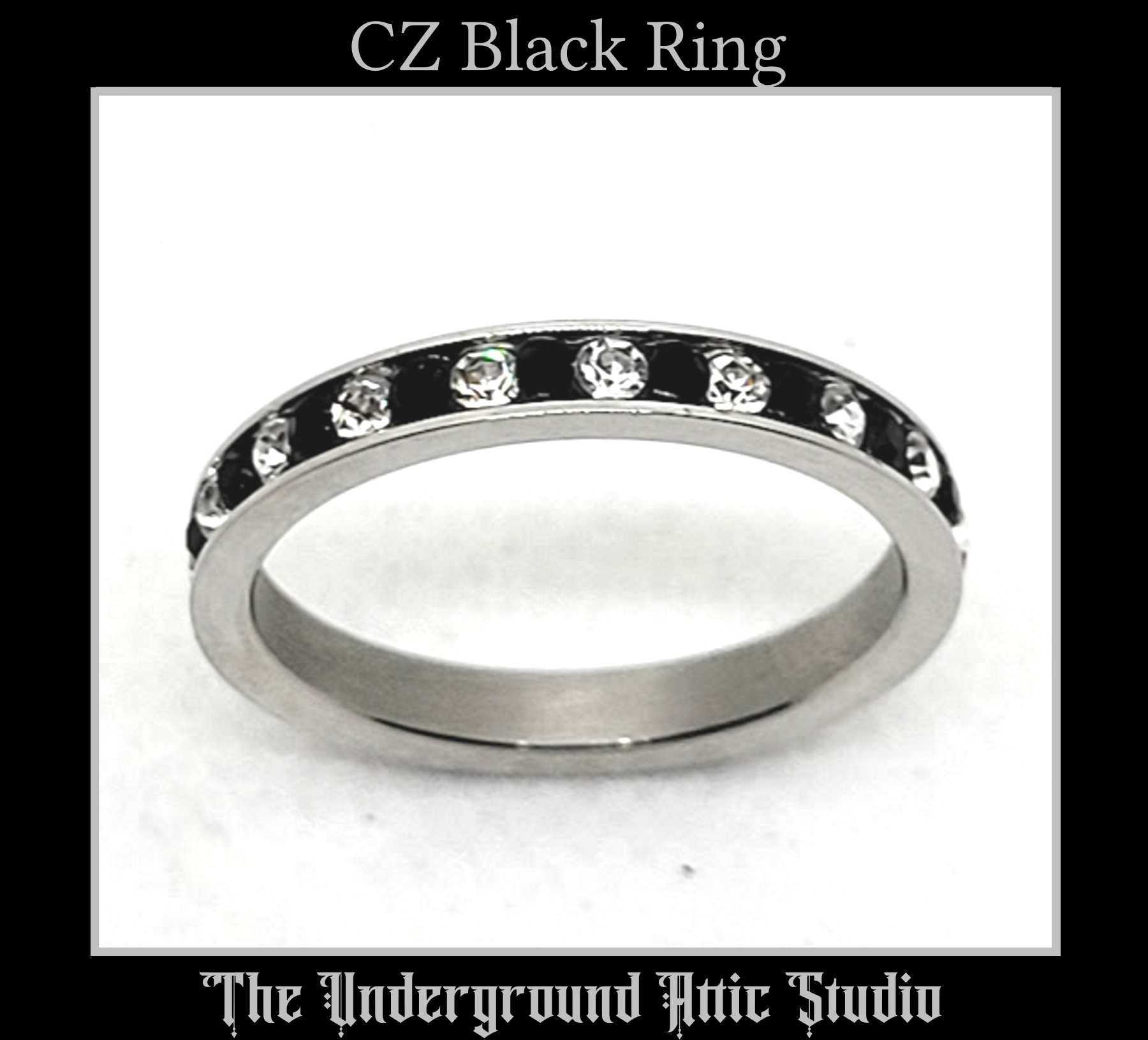 CZ BLACK BANDED RING