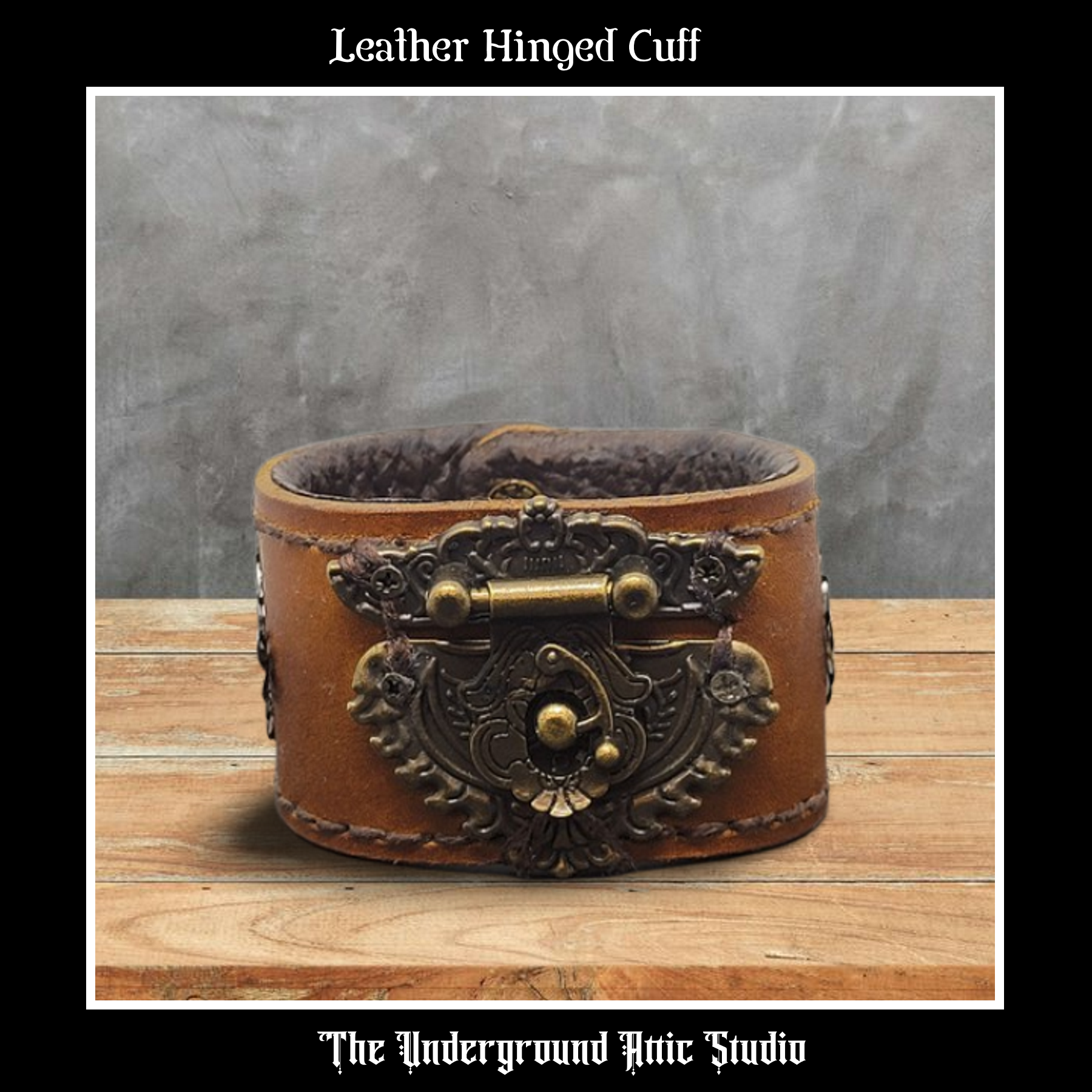 LEATHER HINGE CUFF BRACELET