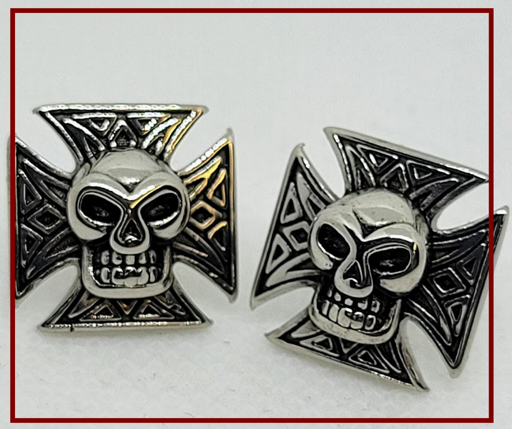 Mr Bones Maltese Cross Studs Earrings