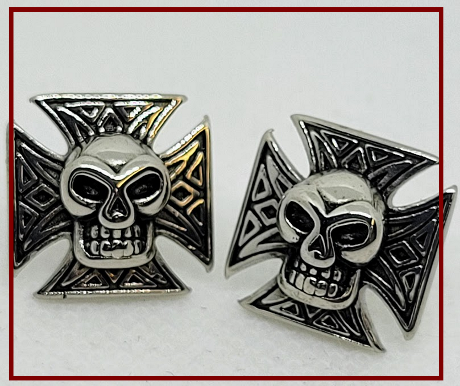 Mr Bones Maltese Cross Studs Earrings