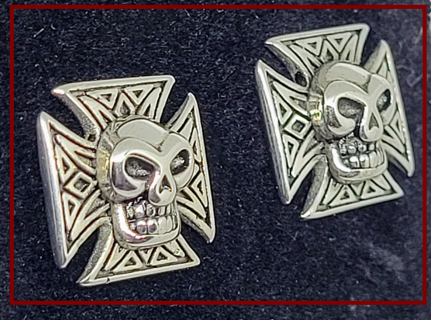 Mr Bones Maltese Cross Studs Earrings
