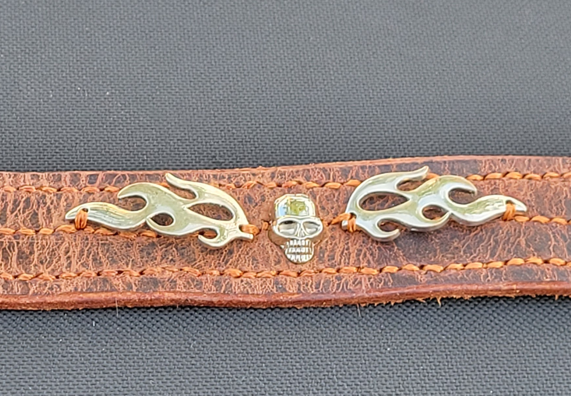 MR BONES FLAME LEATHER CUFF